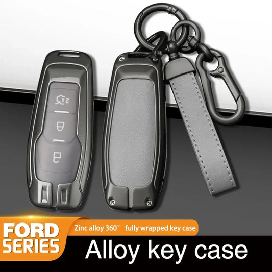 Étui en cuir pour clé de voiture, pour Ford Fusion Mondeo Mustang F-150 Explorer Edge 2015 2016 2017 2018, porte-clés de style de voiture